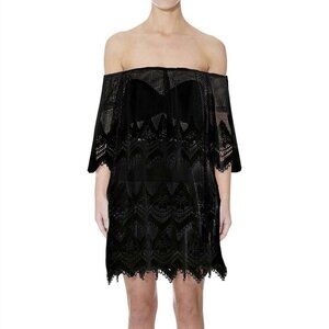 NWT Thurley Black Lace Off The Shoulder Mini Dress Size  AU 10 US 6